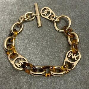 Michael Kors Logo Padlock Chain Bracelet tortoise links